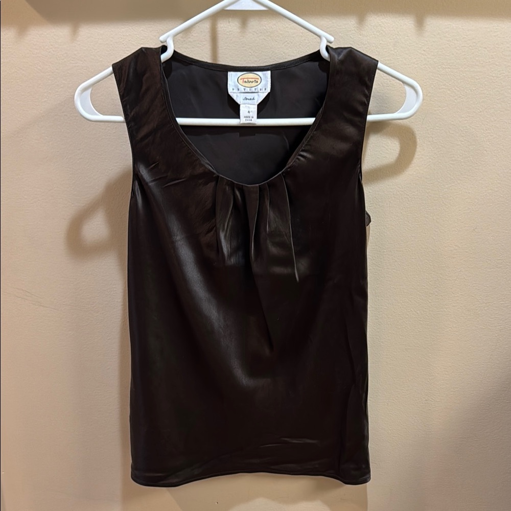 Brown Silk Sleeveless Top